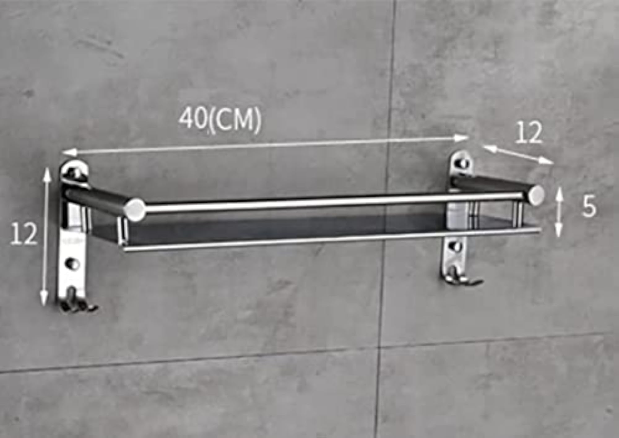 Stainless Steel Bathroom Shelf with Towel Holder, Wall Mounted
